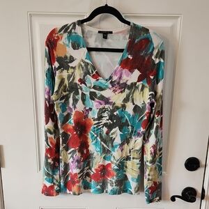 Cyrus Multi-Color Floral V-Neck Long Sleeve Top